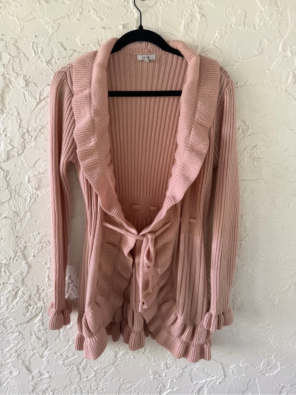 Cache Blush Pink Ruffle-Trim Open Cardigan - Picture 3 of 7